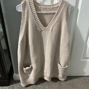 SHEIN Cream V-Neck Sweater Vest